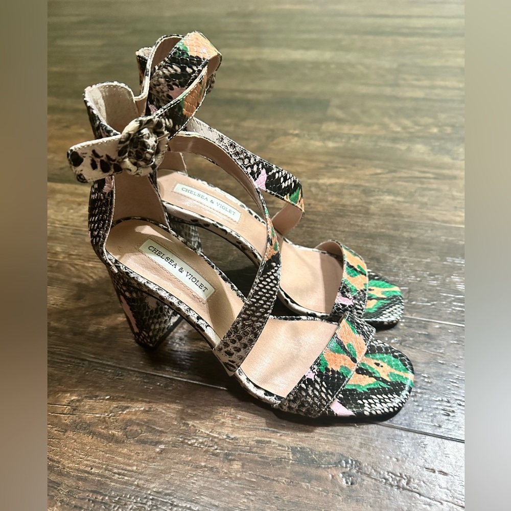colorful snake skin heels